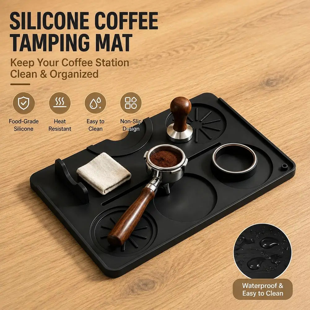 organisateur accessoires tapis tasse expresso moderne minimaliste gris noir texturé circles rayures opalescent barista