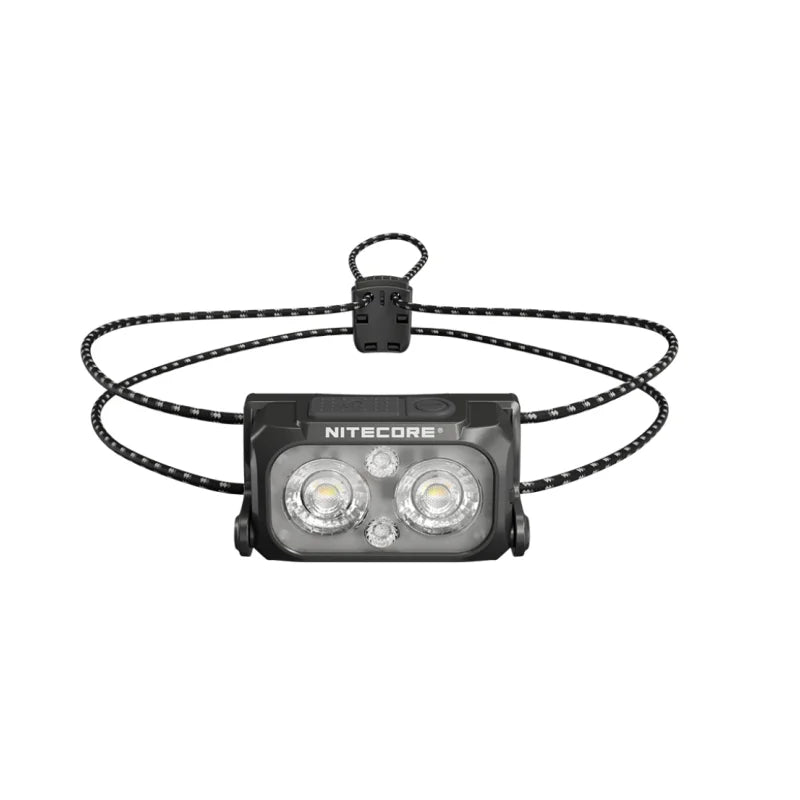 lampe frontale rechargeable led 400 lumens tresse élastique mode moderne noire grisclair