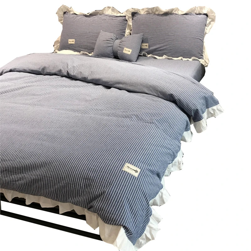 Rayures verticales elegantes sur une housse de couette blanche