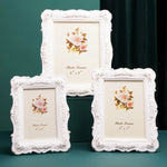 cadre photo décoratif classique floral roses blanc sculpté baroque vintage