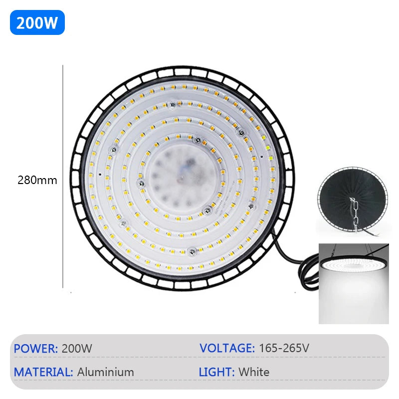 éclairage industriel led haute luminosité 280mm noir moderne étanche 200w