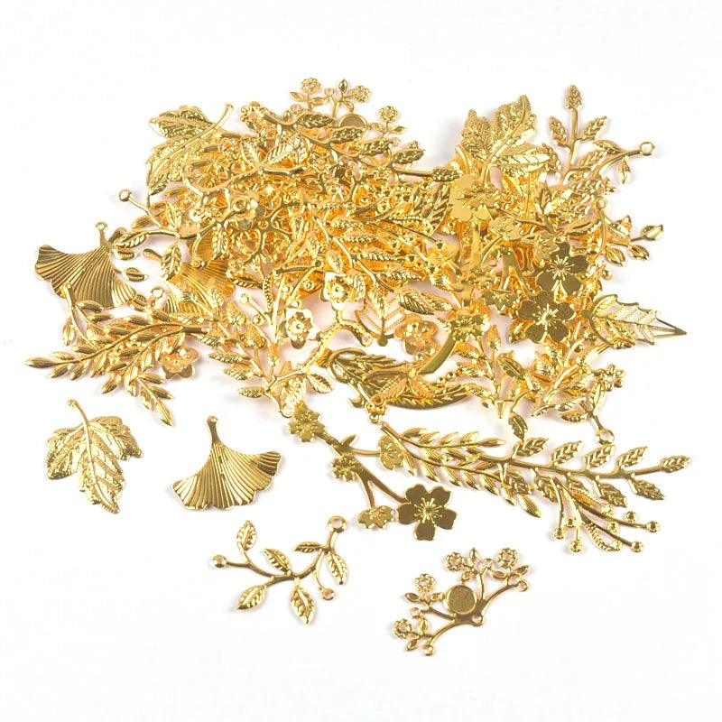 connecteurs métal doré feuilles branches décoration artisanale scrapbooking bijouterie 21 78mm