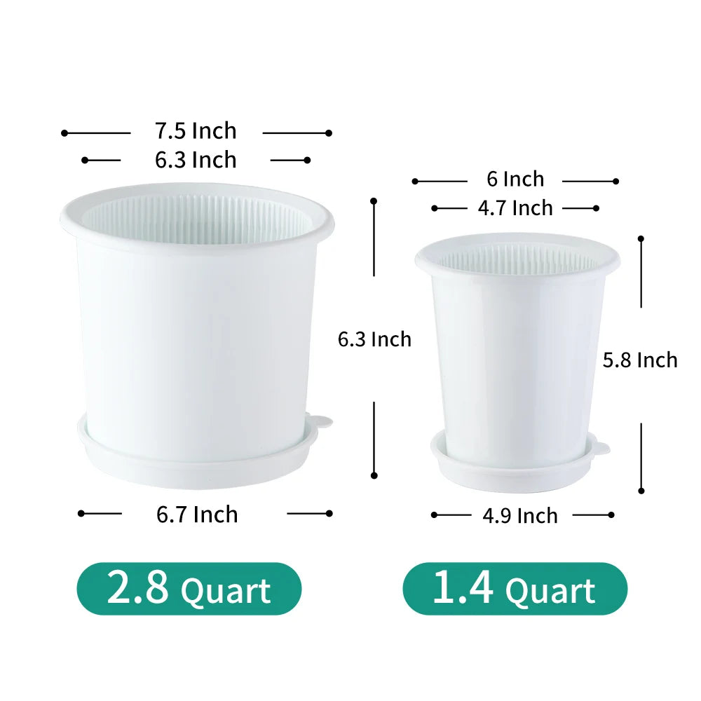 pots fleurs modernes blancs double couche transparents grille dimensions 12cm 16cm