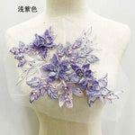 applique textile fleurs brodées strass violet rose noir 30x21cm coudre écolomanuelfait
