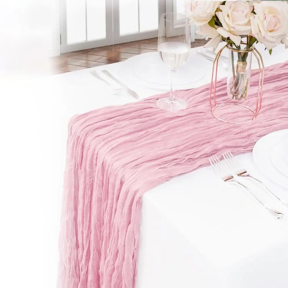 chemin table plissé décoratif élégant blanc rose vert salle manger maison