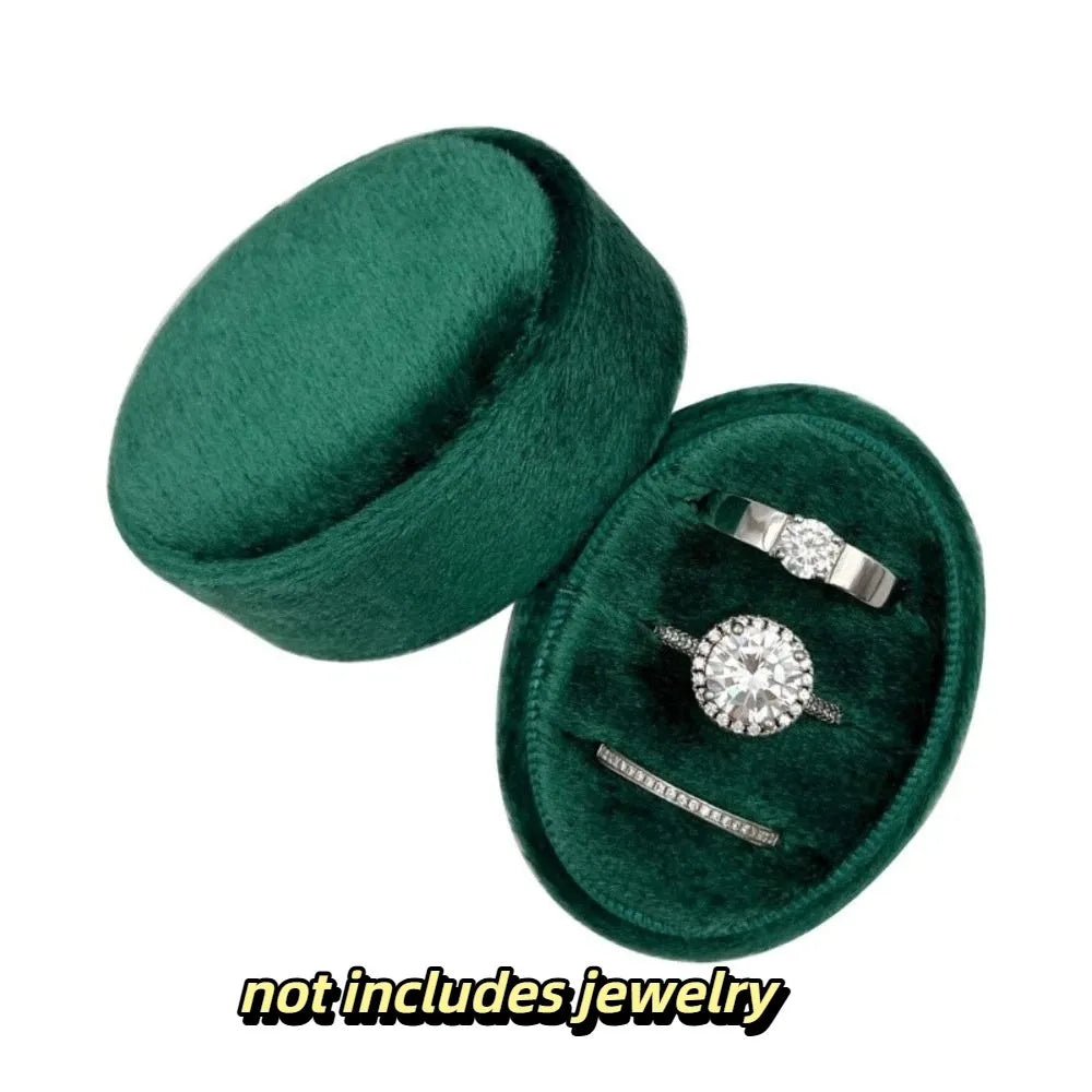 boîte bijoux velours classique blanc vert foncé deux trois compartiments élégante rangement anneaux