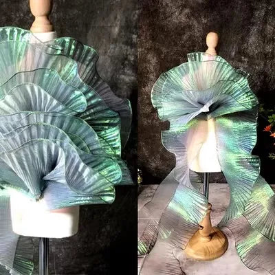 écharpe organza plissée semi transparente rose violet bleu orange élégante geometrique doubleface