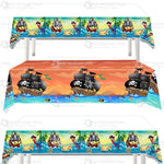 nappe pirate bateau crânes perroquet motif marin fête enfant bleu rouge vert orange