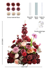 bouquet artificiel fleurs roses boule rouge décoration intérieure extérieure anniversaire mariage élégant classique soie
