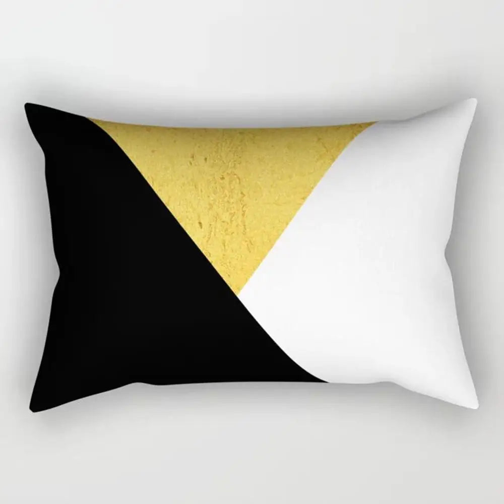 taies d'oreiller géométriques jaunes blanches modernes polyester 30x50cm minimaliste coussins rectangulaires motifs triangles losanges
