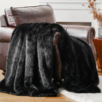 couverture fourrure marron foncé luxueuse douillette grande taille automne hiver usage multiple intérieur voyage