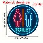 panneau lumineux métal toiletpanels silhouettes personnes couleurs bleu rouge orange rétro vintage