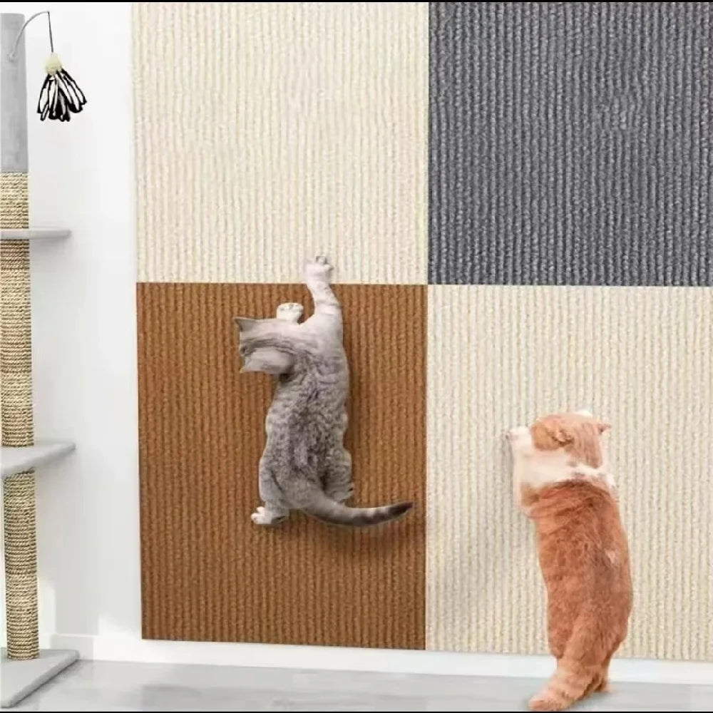 tapis gratter chats noir marron beige gris tissu côtelé adhésif protection moderne DIY