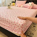 housse lit imprimée coeurs roses clairs moderne 100 polyester élastique single queen king