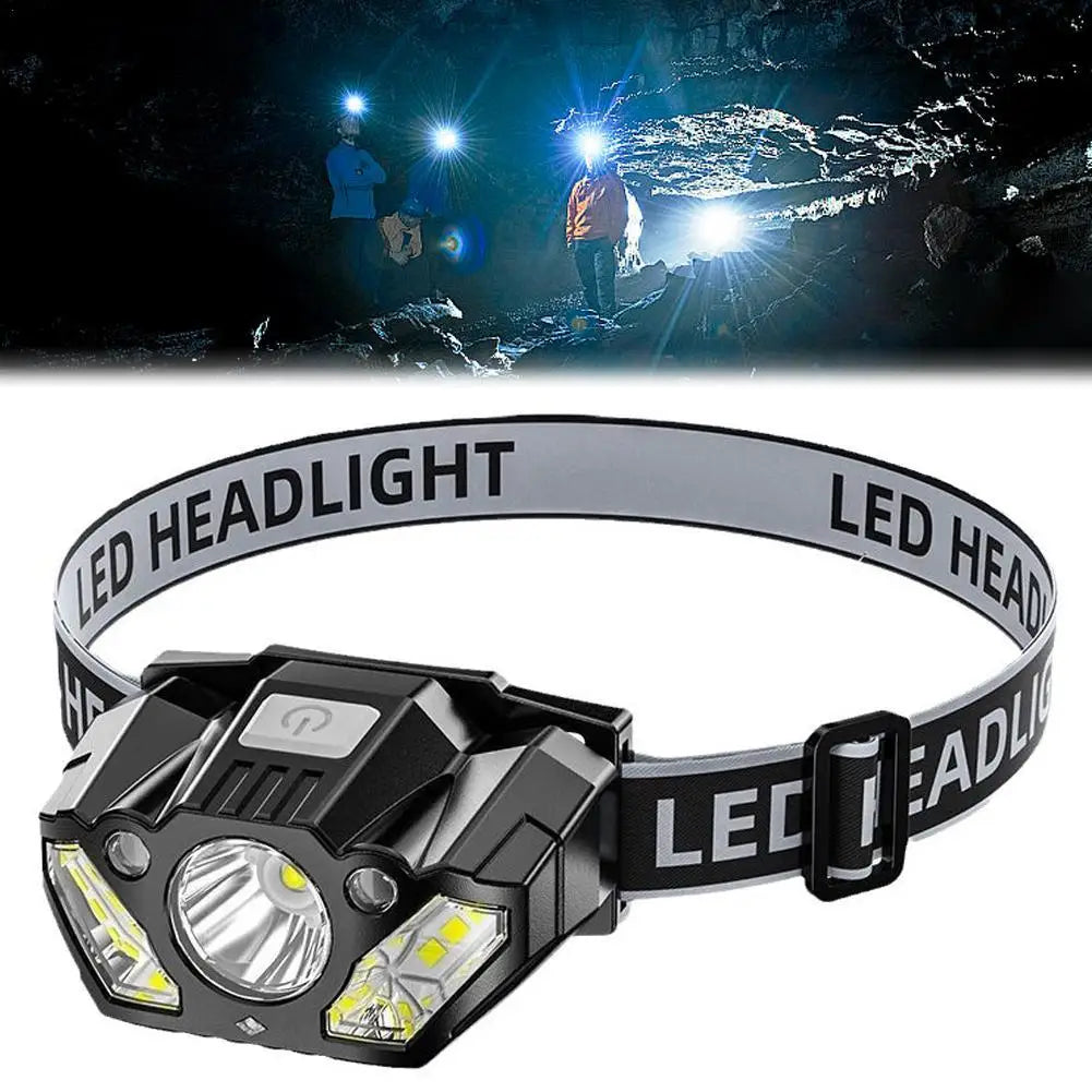 lampe frontale led noir gris moderne ceinture ajustable robuste étanche camping randonnée