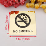 autocollant no smoking or gold symbole anti tabac adhésif carré moderne 10cm or noir