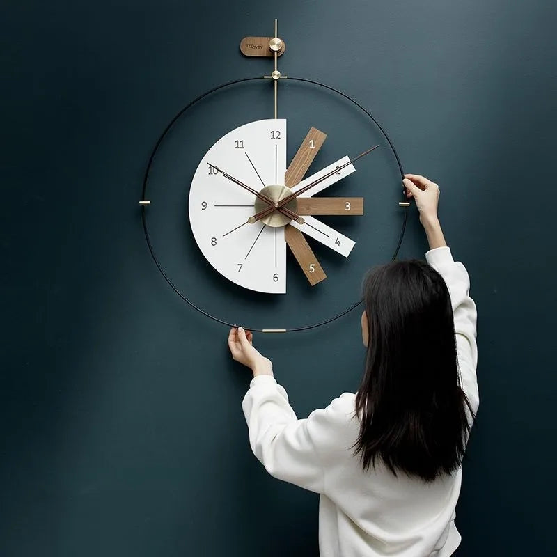 horloge murale moderne aiguille quartz visage unique minimaliste cadre blanc números blancos fixations salon