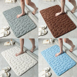 tapis bain moderne gris bleu rose blanc marron texture cailloux antidérapant absorption eauversible salle