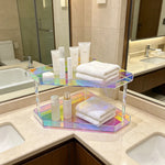 support objets transparent moderne niveaux adhésif salle bain rangement cosmétiques parfum serviettes boîte dorée