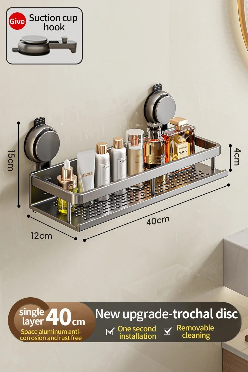 étagère salle bain moderne gris perforée adhésive aluminium crochets fixationsINCT: titre été ajusté respecter
