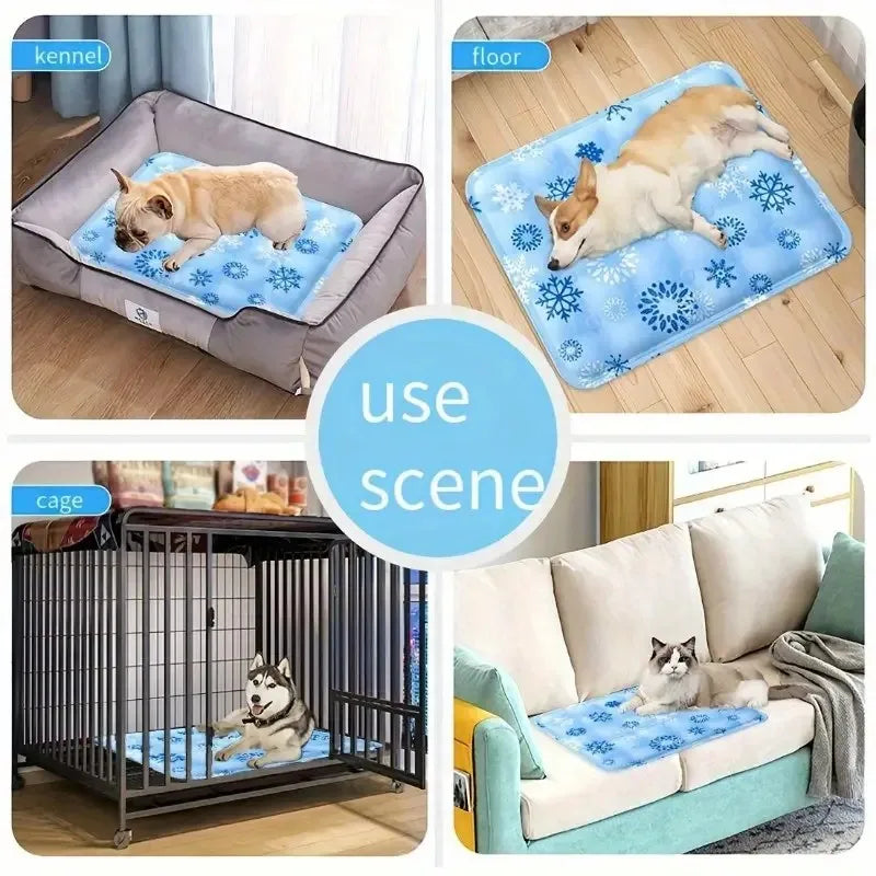 tapis refroidissement animal flocons neige polaire bleu clair moderne double bouchon orifice remplissage sécuritéintérieur