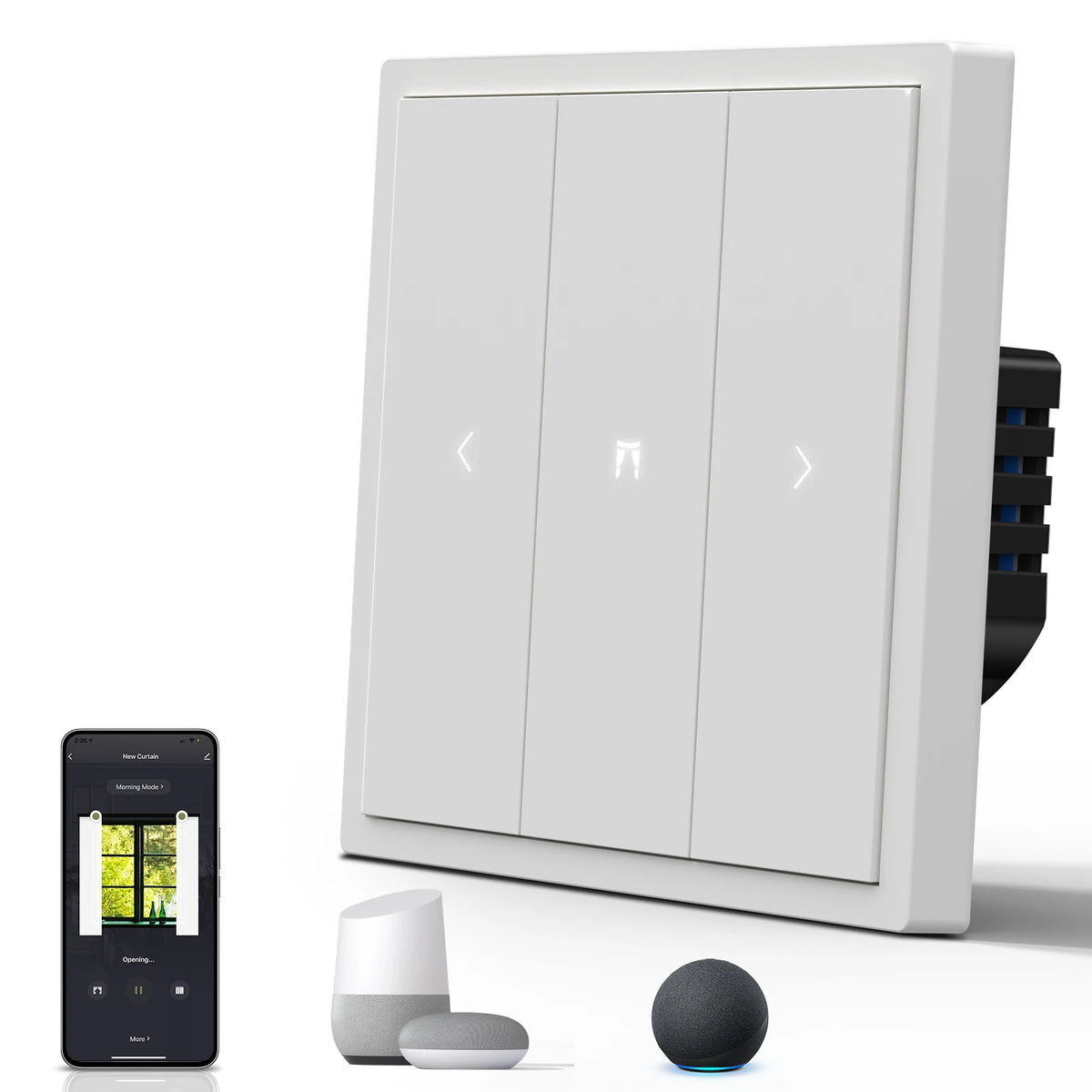 interrupteur intelligent blanc moderne minimaliste fixation murale prise courant câbles certification fcc ccc