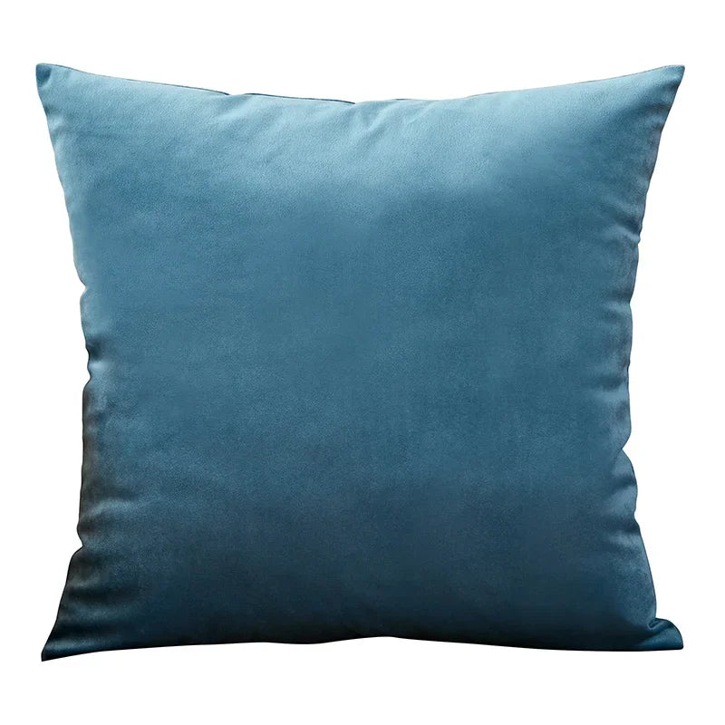 coussin carré velours bleu moderne 45x45cm décoration sofa lit voiture