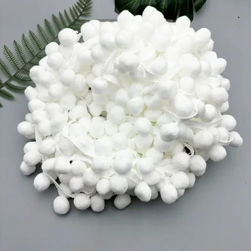 ruban pompons blancs décoration dentelle pompons ronds élastique écologique artisanal mètres