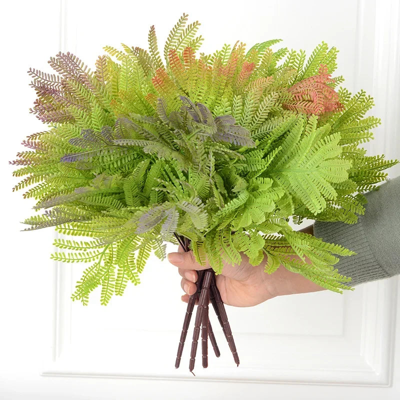 plante artificielle feuilles vertes moderne minimaliste 42cm 14feuilles exposant extérieur ornementalley