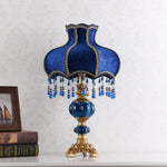 lampe table classique bleu or transparentes abat jour velours vintage chambre coucher européenne moderne
