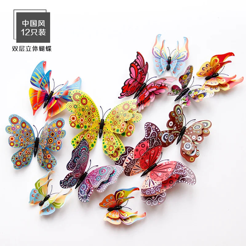 papillons décoratifs 3d imprimés brillants multicolores adhésifs décoration murale enfants vert bleu orange rose