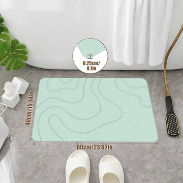 tapis bain absorbant rapide antidérapant diatomite pierre moderne minimaliste gris ondulé texturé