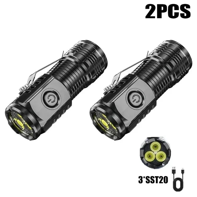 lampe torche rechargeable led 1000lm noir clip étanche 18350 compact usb emergency camping