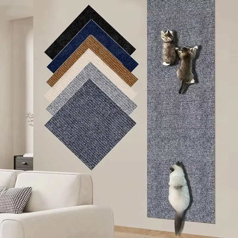 tapis gratter chat adhésif protection meuble canapé gris texture tissée moderne murale grande taille