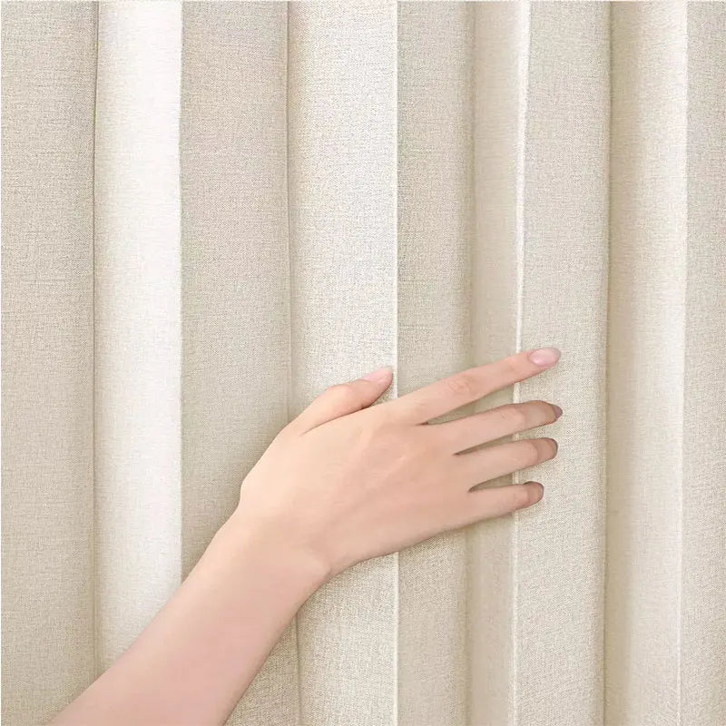rideau plissé porte tissu oxford polyester épais beige clair moderne isolation imperméable anti huile