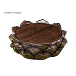 support bois marron artisanal bougie décoration pétales fleur main sculpté maison