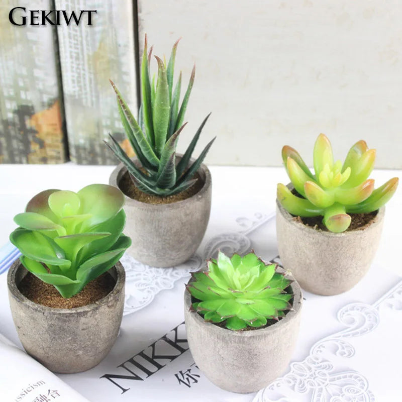 plantes succulentes artificielles vertes moderne pot gravier décoration table bureauextérieur