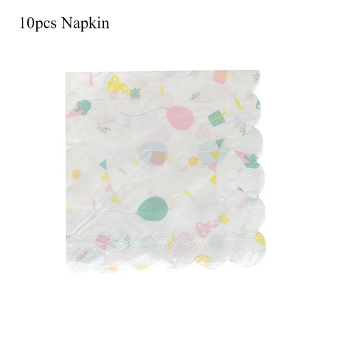 assiettes jetables blanc doré multicolore ballons chapeaux cadeaux étoiles festives anniversaire noël mariage fêtes
