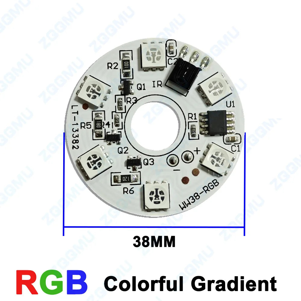 panneau led rgb 3w 38mm télécommande dégradé couleur diy lampe bois hêtre éclairage scène