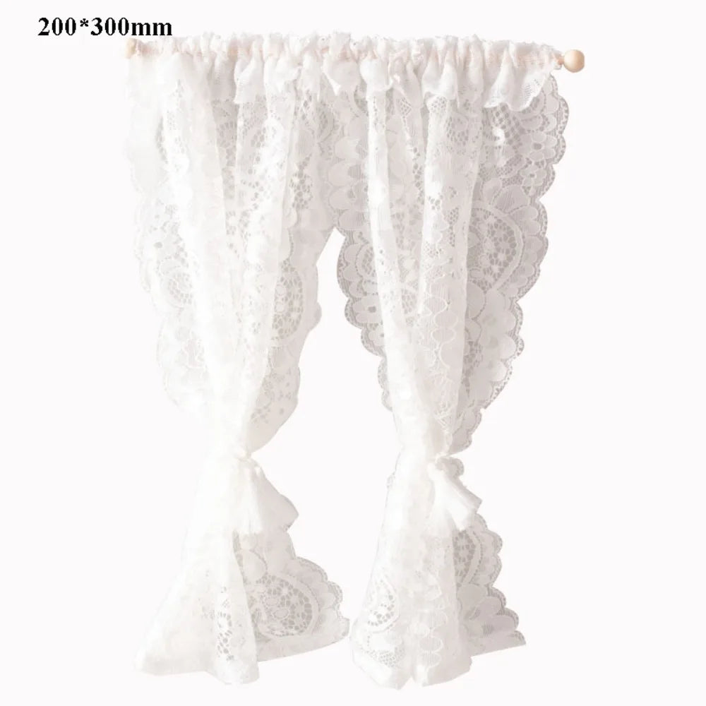 rideaux blancs fleurés dentelle vintage opaques transparents animaux nature maison poupée romantique