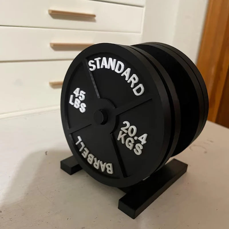 dessous verre haltères noir poids standard barbell gym décoration soda sportif