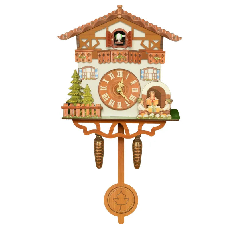 horloge coucou murale rustique bois sculpté figurines animales salon chambre coucher