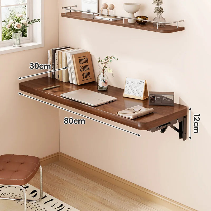 tablette murale bois marron foncée facile moderne cuisine chambre coucher multifonctionnelle pliante droite