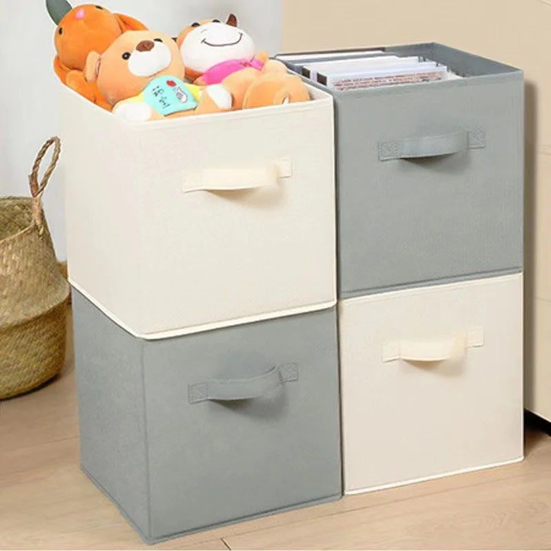 boîtes rangement pliables tissu non tissé beige bleu clair jaune rose vert gris noir