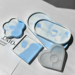 moules silicone savon blanc bleu marbré nuages moderne minimaliste artisanal DIYDecorationObjetArtisanalResinePlatreRangement