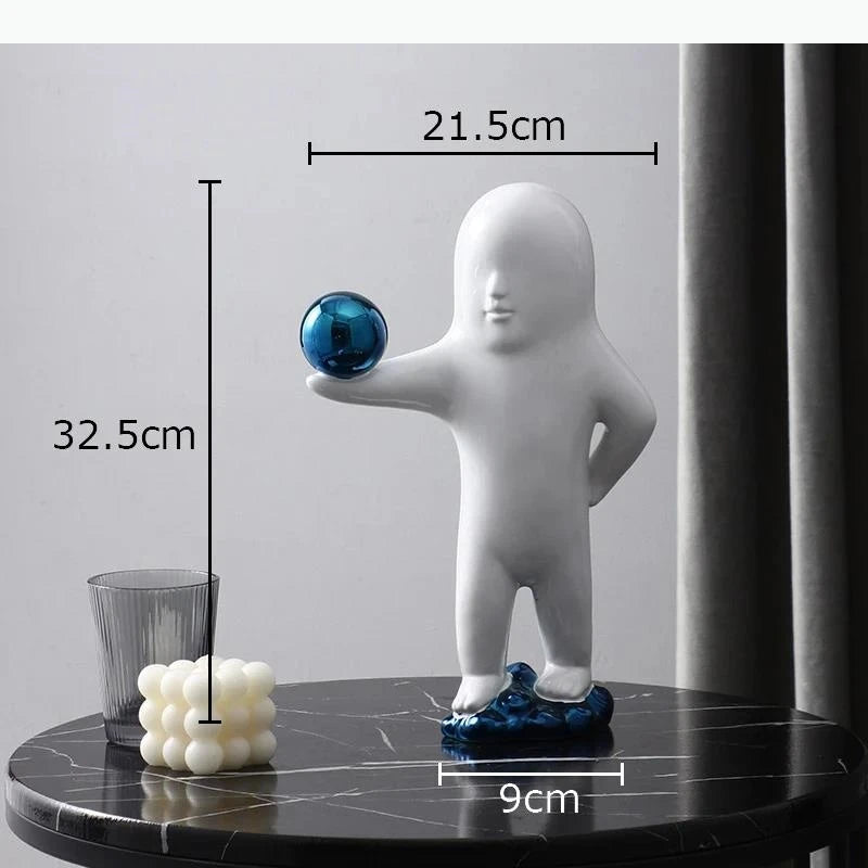 statue contemporaine ornement décoration noir blanc bleu matière organique