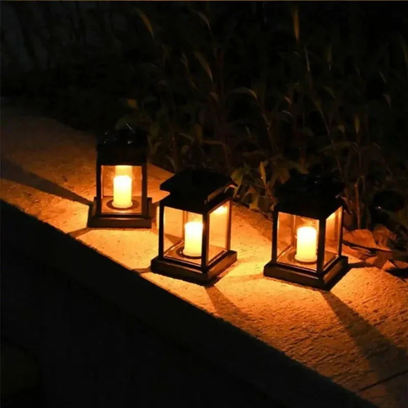 lanterne solaire moderne noire transparente 30 led extérieure ip65