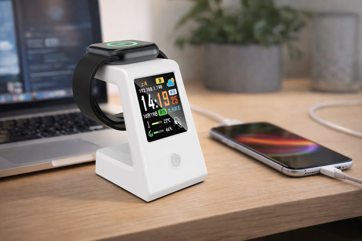 montre connectée charge sans fil noir moderne tactile thèmes affichage météo numérique