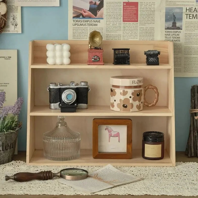 étagère bois trois niveaux rangement moderne minimaliste boîte rangement lisse naturel clair