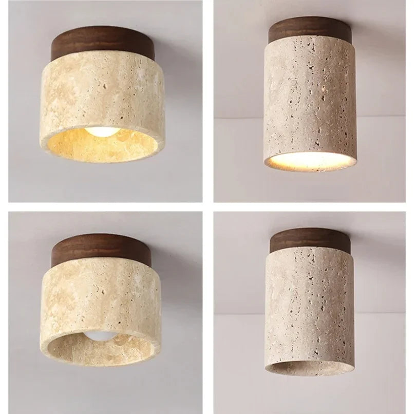 lampe moderne bois brun texture naturelle marbrée opaque fixations vis inclusées 20cm 25cm 30cm